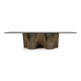 Byer - Modern Glass + Grey Ash Dining Table