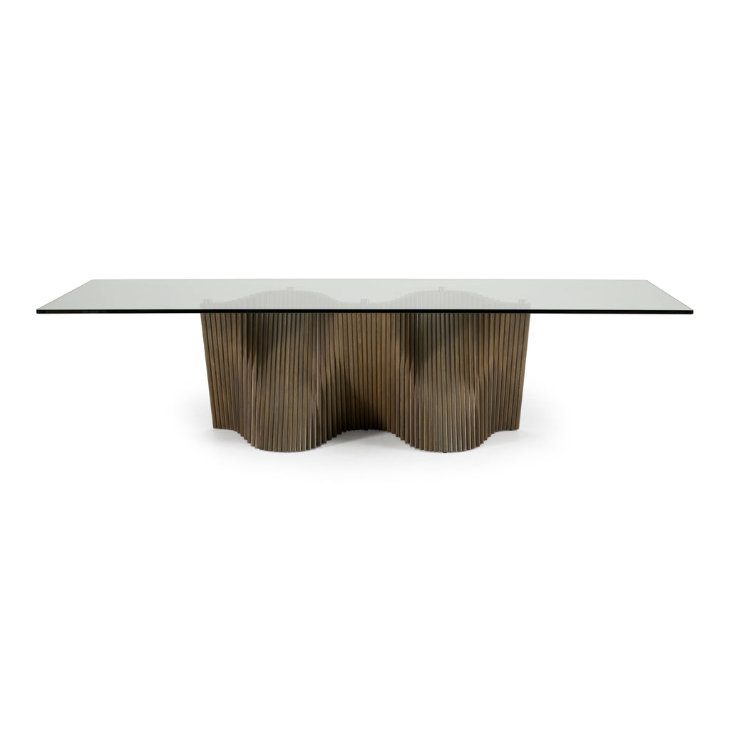 Byer - Modern Glass + Grey Ash Dining Table