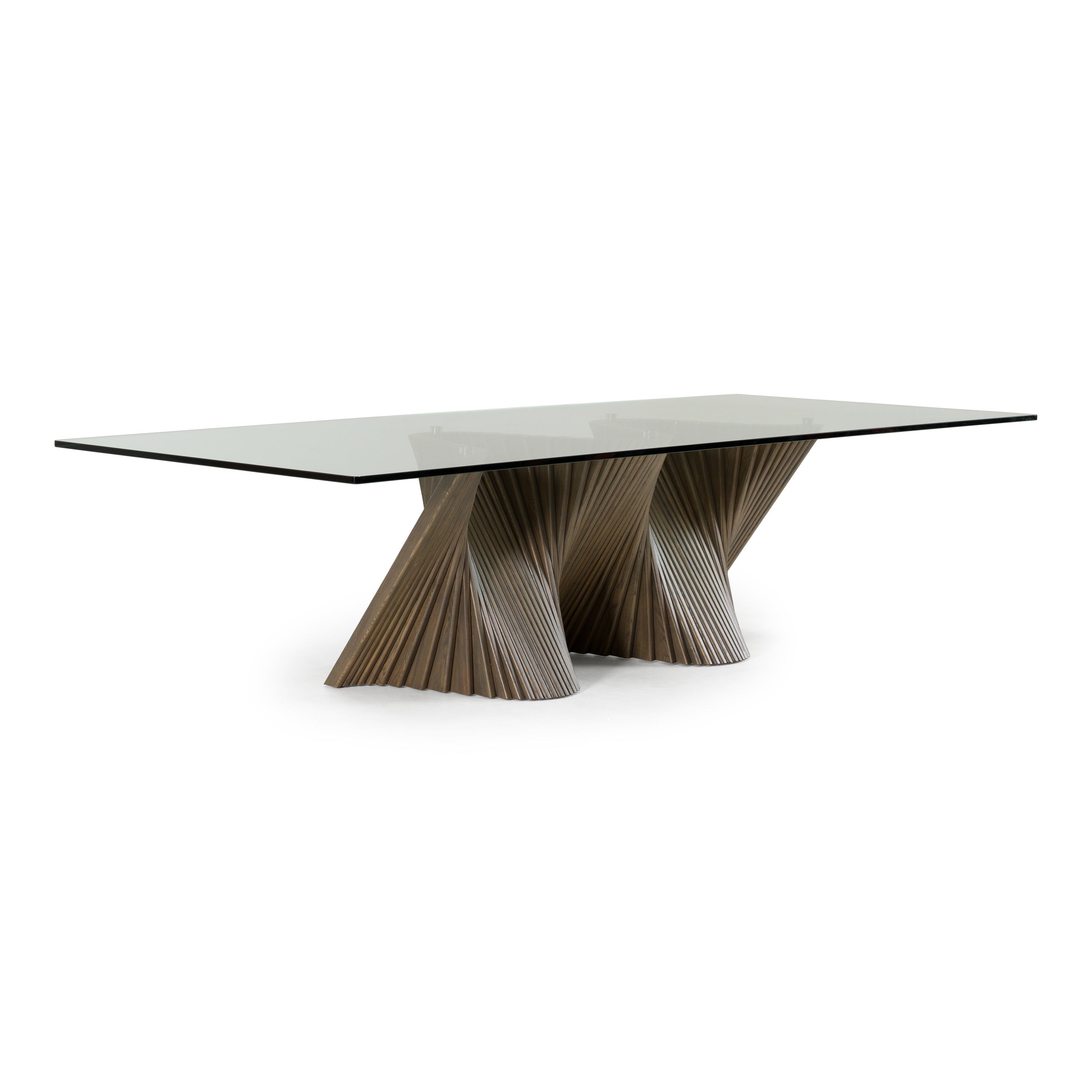 Byer - Modern Glass + Grey Ash Dining Table
