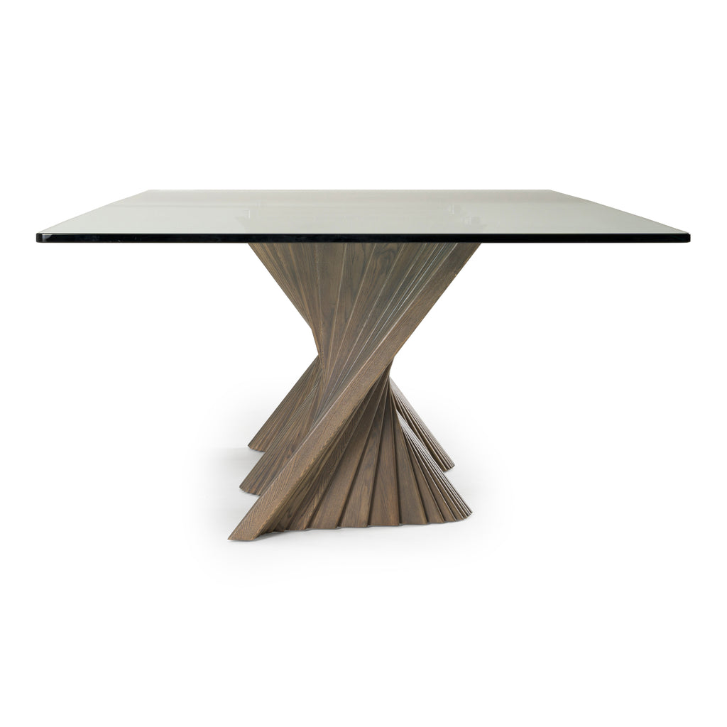 Byer - Modern Glass + Grey Ash Dining Table