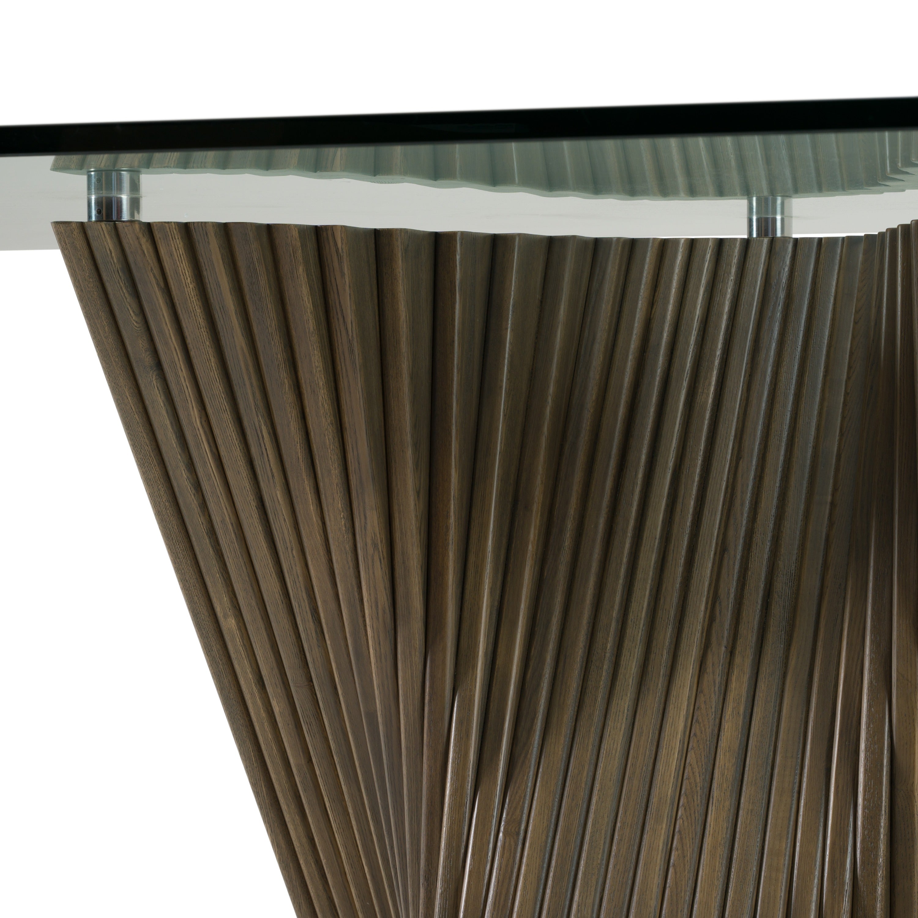 Byer - Modern Glass + Grey Ash Dining Table