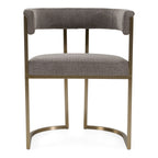 Byron - Modern Grey Fabric + Antique Brass Dining Chair