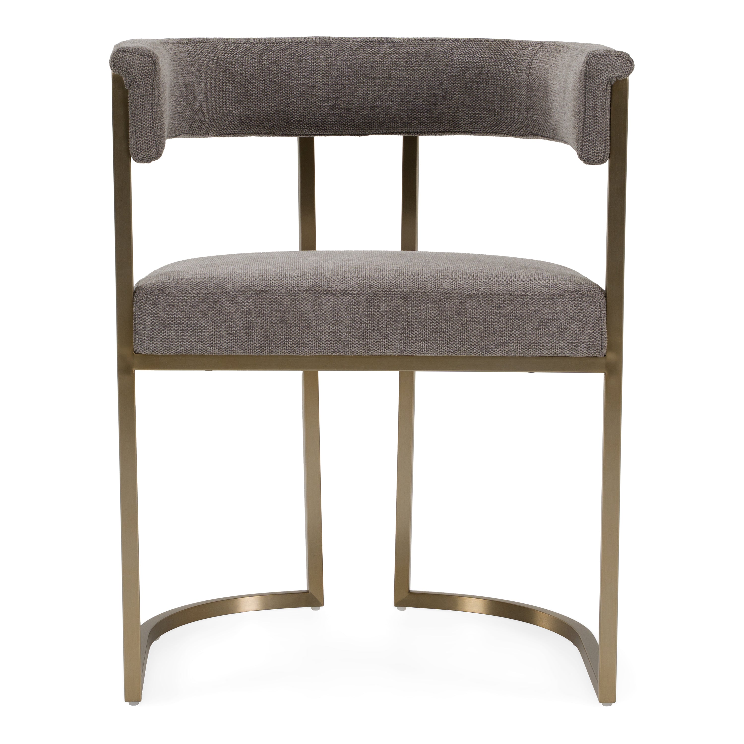Byron - Modern Grey Fabric + Antique Brass Dining Chair