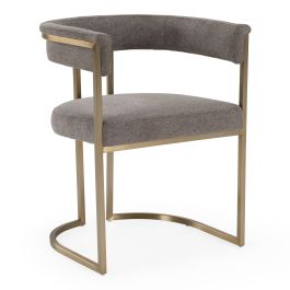 Byron - Modern Grey Fabric + Antique Brass Dining Chair