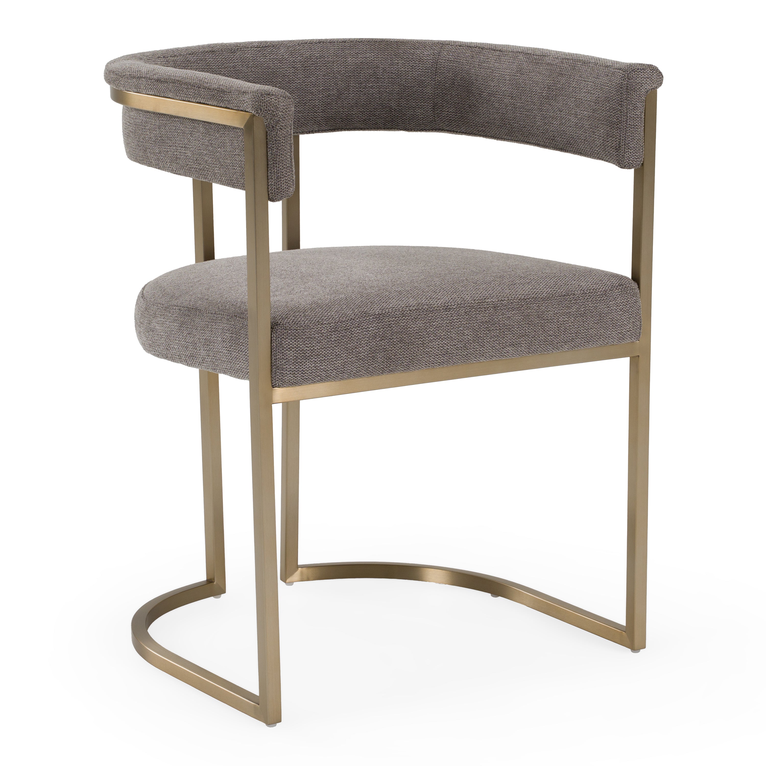 Byron - Modern Grey Fabric + Antique Brass Dining Chair
