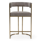 Byron - Modern Grey Fabric + Antique Brass Counter Chair