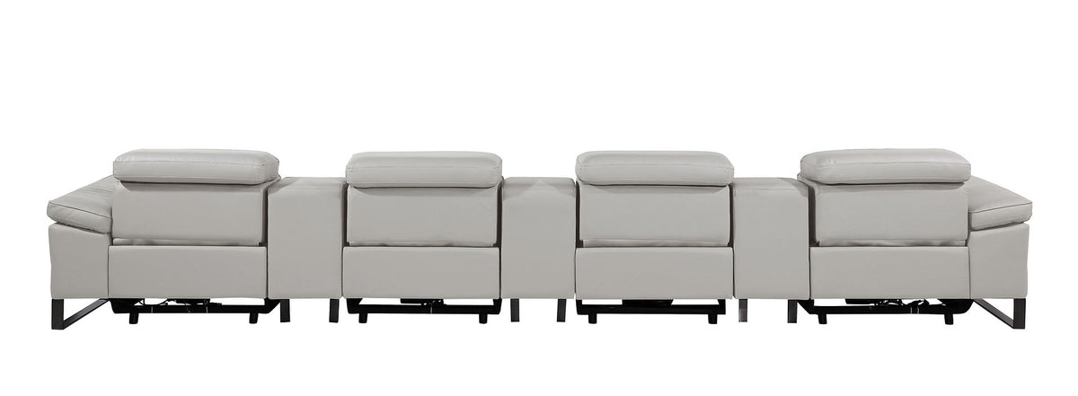 1246 Divanitalia Modular Power Triple Reclining Triple Console Sofa with Power Reclining Headrests - Top Grain Italian Leather - Light Grey - SKU 1246-LT-GREY-S-7.4-HT - view 7