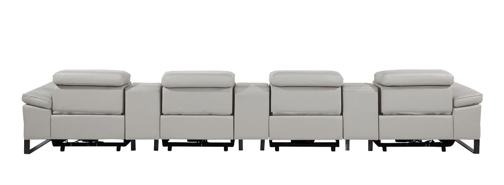1246 Divanitalia Modular Power Triple Reclining Triple Console Sofa with Power Reclining Headrests - Top Grain Italian Leather