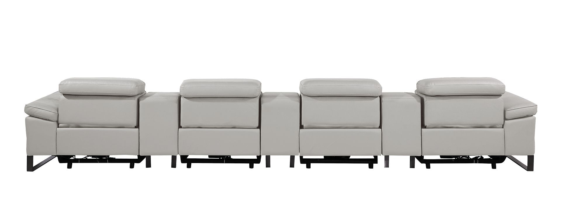 1246 Divanitalia Modular Power Triple Reclining Triple Console Sofa with Power Reclining Headrests - Top Grain Italian Leather