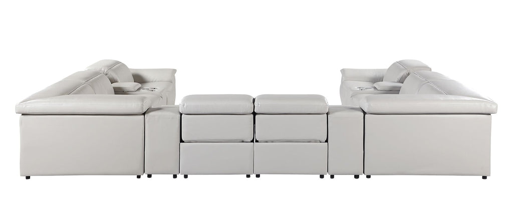 9762 Divanitalia 12-Piece U-Shaped Top Grain Italian Leather Sectional Sofa with 4 Power Recliners