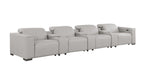 1208 7 Piece Leather Sofa with 4 Power Recliners and Power Headrests - Light Grey - SKU 1208-LT-GREY-S-7.4-HT - view 4