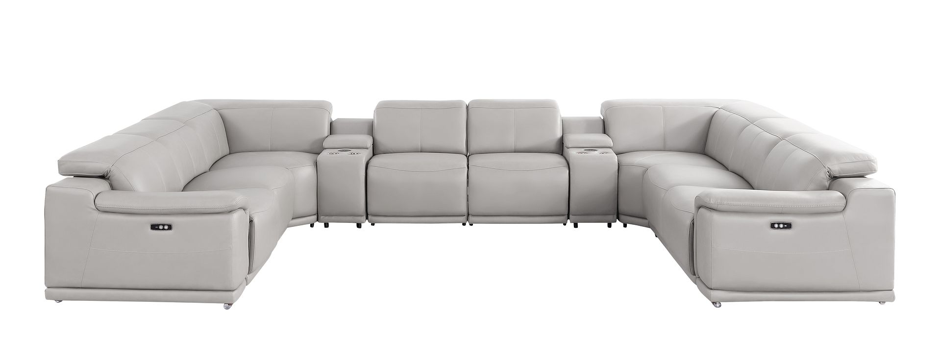 2679 10-Piece U-Shaped Power Reclining Sectional Sofa in Genuine Leather - 4 Recliners