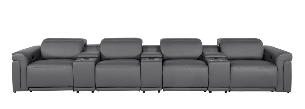 1126 Divanitalia 7-Piece Modular Power Reclining Sofa in Top Grain Italian Leather with 4 Power Recliners & Power Headrests - Dark Grey - SKU 1126-DK_GREY-7.4-HT - view 3
