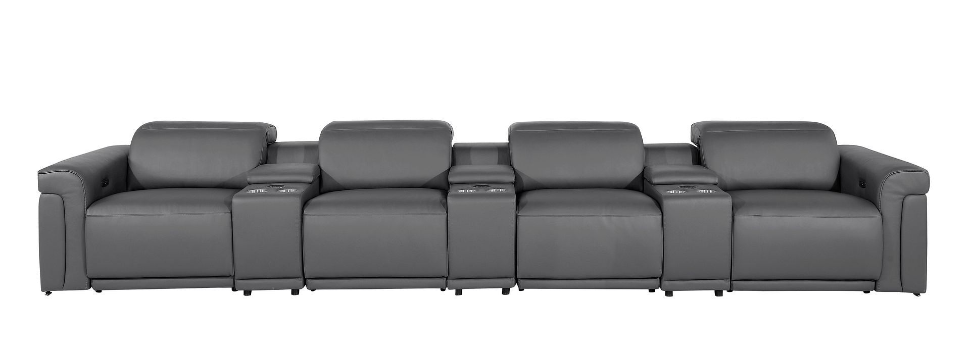 1126 Divanitalia 7-Piece Modular Power Reclining Sofa in Top Grain Italian Leather with 4 Power Recliners & Power Headrests - Dark Grey - SKU 1126-DK_GREY-7.4-HT - view 3