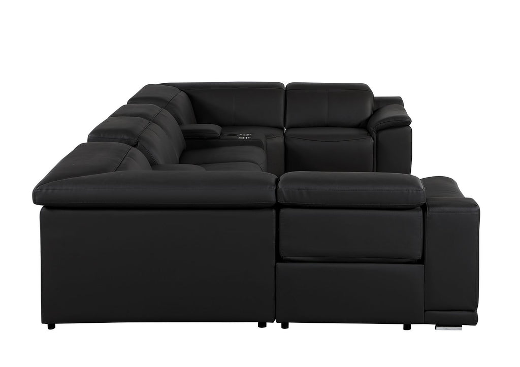 9762 Divanitalia 8-Piece U-Shaped Top Grain Italian Leather Sectional Sofa with 4 Power Recliners