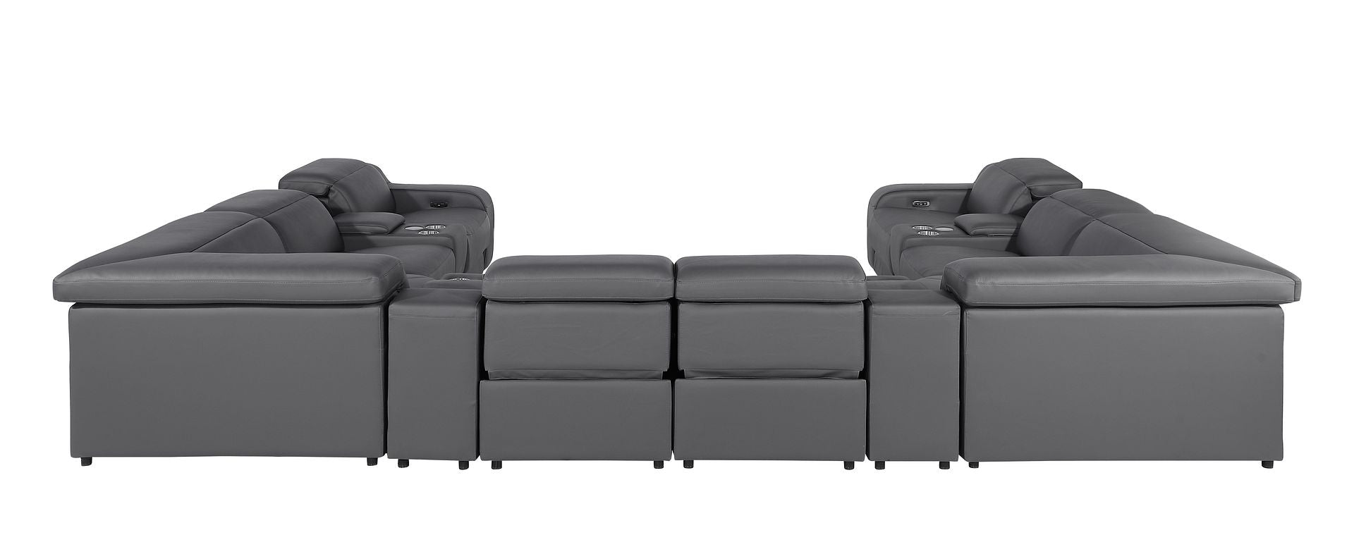 1116 Divanitalia 12-Piece U-Shaped Sectional Sofa in Top Grain Italian Leather with 4 Power Recliners & Power Headrests