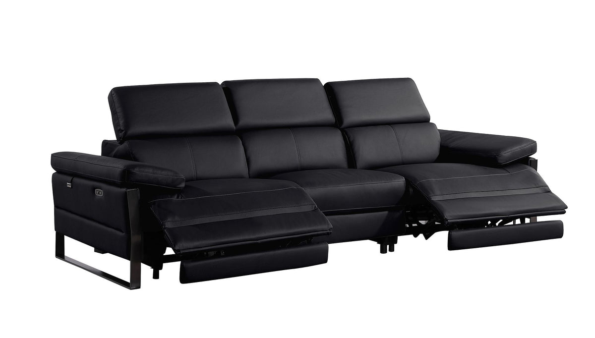 1246 Divanitalia Modular Power Dual Reclining Sofa, Console Loveseat, and Chair Set with Power Headrests - Top Grain Italian Leather - Black - SKU 1246-BLACK-7.5-HT-3PC - view 6