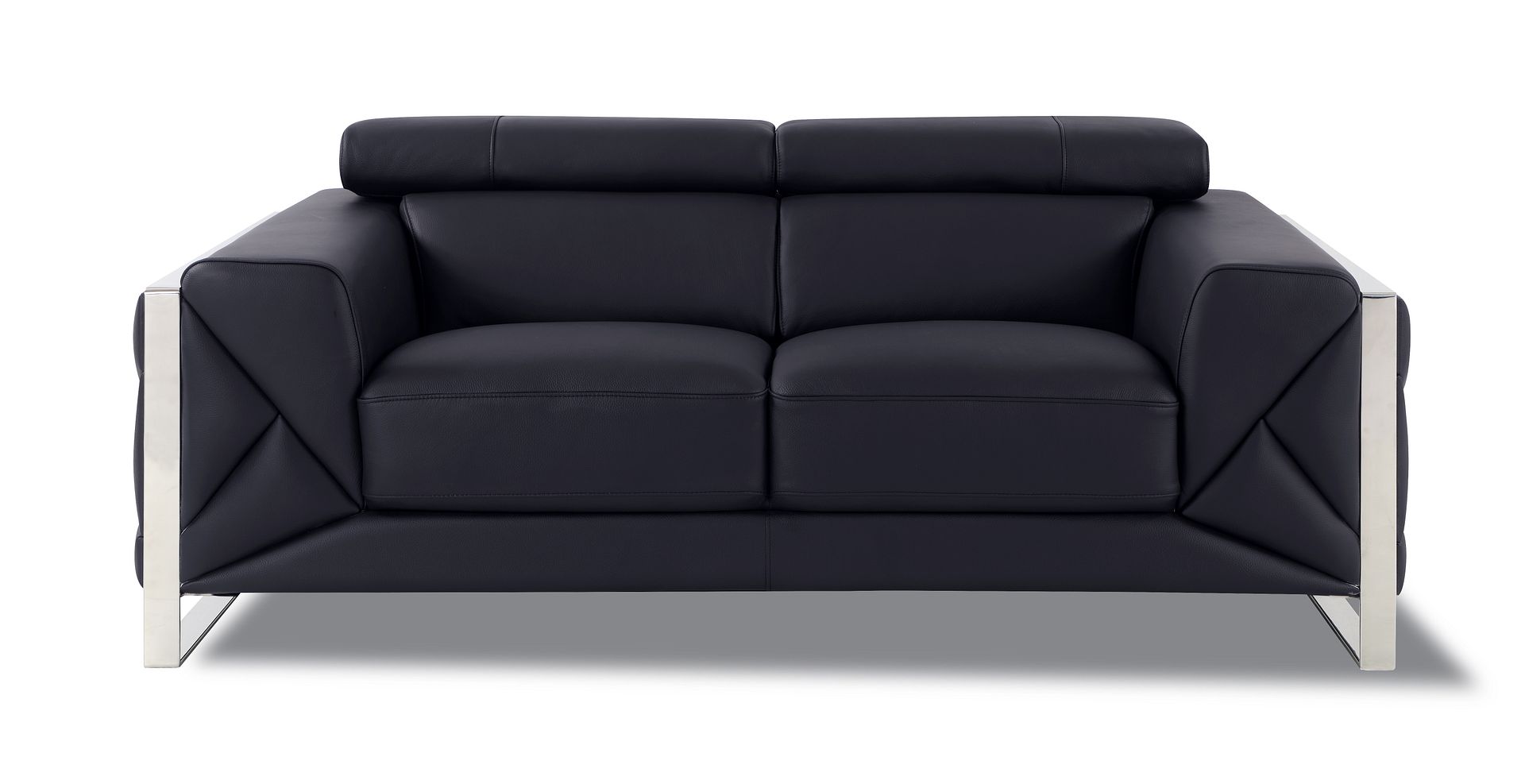 903 Divanitalia Loveseat with Adjustable Headrest in Top-grain Italian Leather - Black