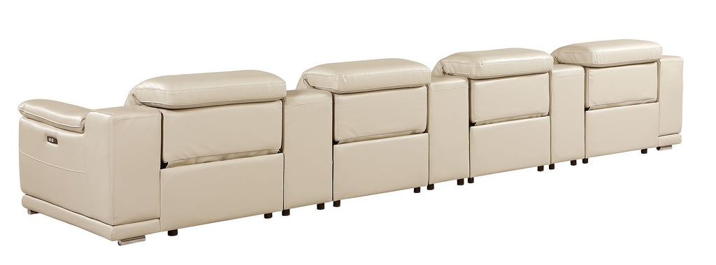 9762 Divanitalia 7-Piece Modular Top Grain Italian Leather Power Reclining Sofa with 4 Power Recliners
