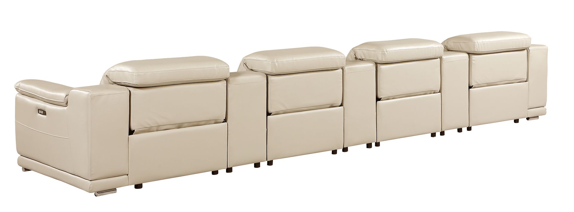 9762 Divanitalia 7-Piece Modular Top Grain Italian Leather Power Reclining Sofa with 4 Power Recliners