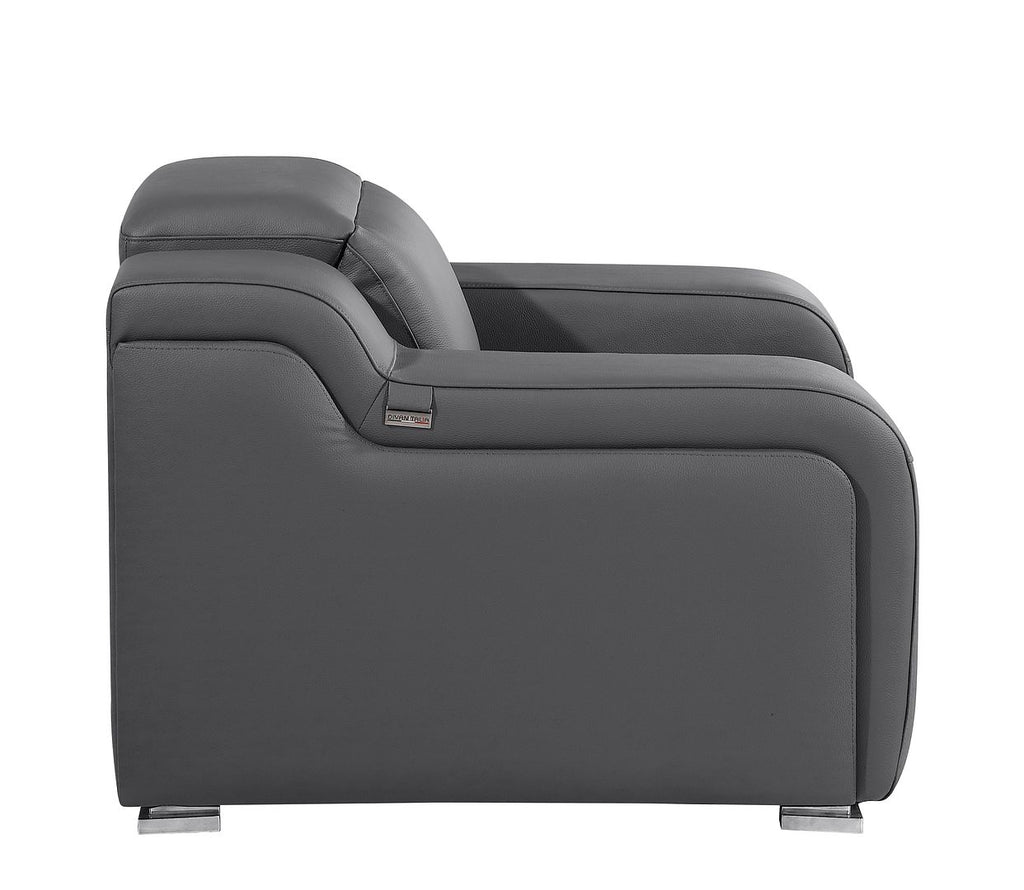 1116 Divanitalia Top Grain Italian Leather Power Reclining Chair with Power Headrests - Dark Grey - SKU 1116-DK_GREY-CH - view 5