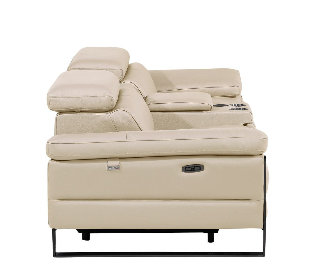 1246 Divanitalia Top Grain Italian Leather Console Loveseat with Power Headrest - Beige - SKU 1246-BEIGE-3.2-HT - view 9