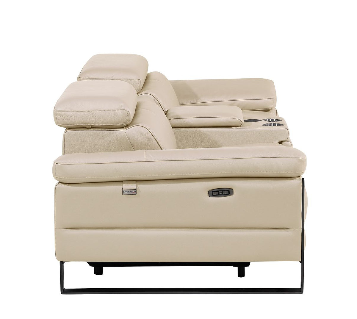 1246 Divanitalia Top Grain Italian Leather Console Loveseat with Power Headrest - Beige - SKU 1246-BEIGE-3.2-HT - view 9