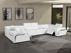 1224 Divanitalia 8-Piece U-Shaped Sectional Sofa in Top Grain Italian Leather with 2 Power Recliners & Power Headrests - White - SKU 1224-WHITE-8PC-2PWR-U-SECTIONAL - view 2