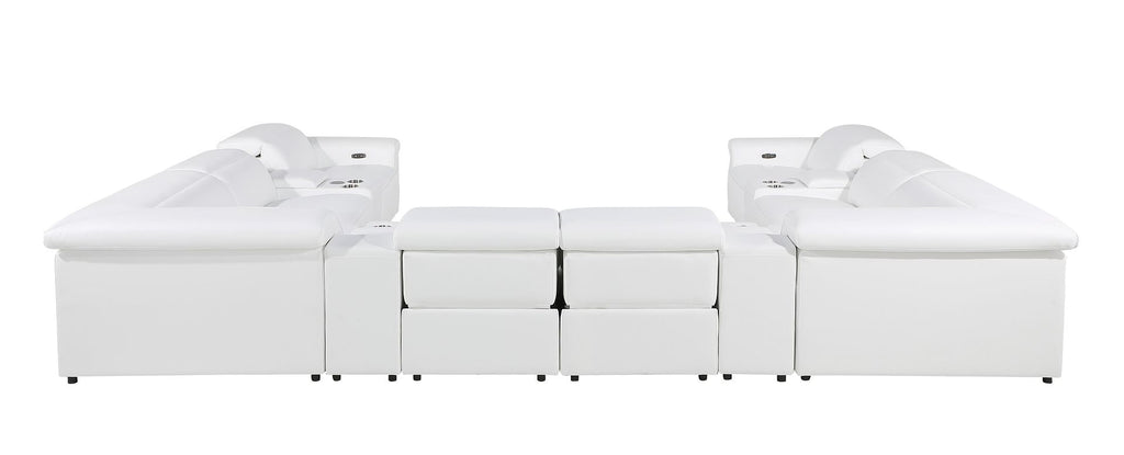 1126 Divanitalia 12-Piece U-Shaped Sectional Sofa in Top Grain Italian Leather with 4 Power Recliners & Power Headrests - White - SKU 1126-WHITE-12PC-4PWR-U-SECTIONAL-GROUP - view 7