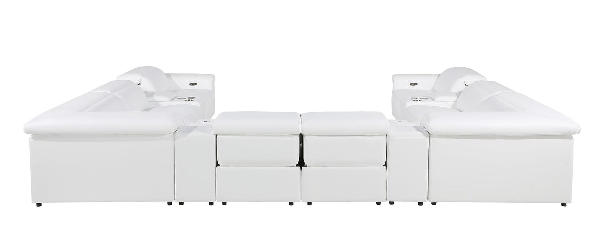 1126 Divanitalia 12-Piece U-Shaped Sectional Sofa in Top Grain Italian Leather with 4 Power Recliners & Power Headrests - White - SKU 1126-WHITE-12PC-4PWR-U-SECTIONAL-GROUP - view 7