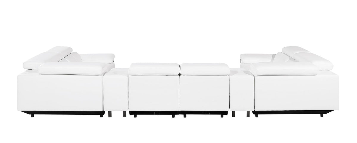 1246 Divanitalia 8-Piece U-Shaped Modular Power Reclining Sectional Sofa with 2 Power Recliners and Power Headrests - Top Grain Italian Leather - White - SKU 1246-WHITE-8PC-2PWR-U-SECTIONAL - view 6