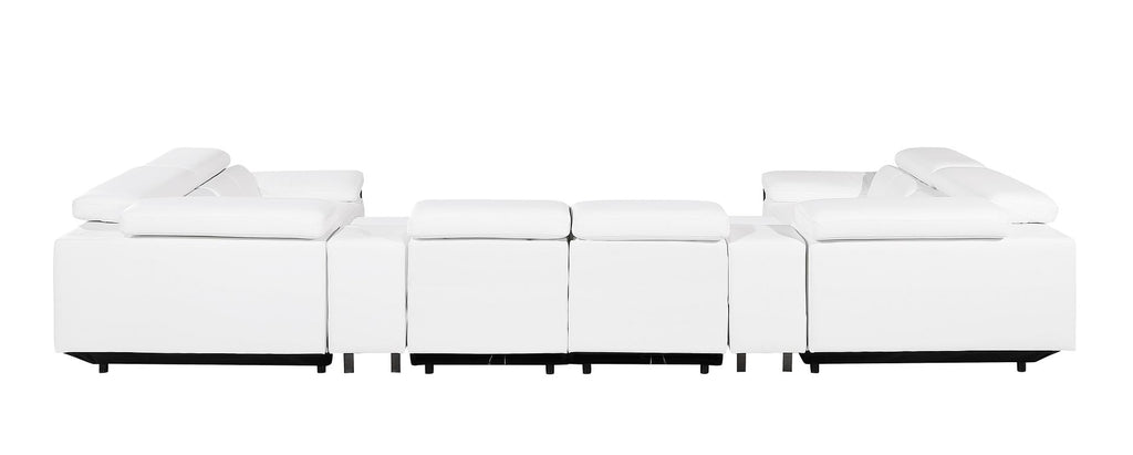 1246 Divanitalia 8-Piece U-Shaped Modular Power Reclining Sectional Sofa with 2 Power Recliners and Power Headrests - Top Grain Italian Leather