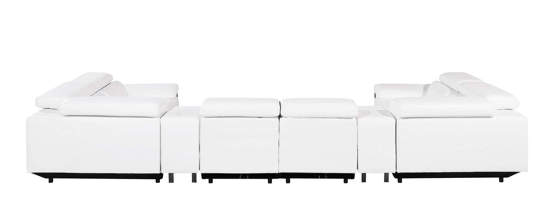 1246 Divanitalia 8-Piece U-Shaped Modular Power Reclining Sectional Sofa with 2 Power Recliners and Power Headrests - Top Grain Italian Leather