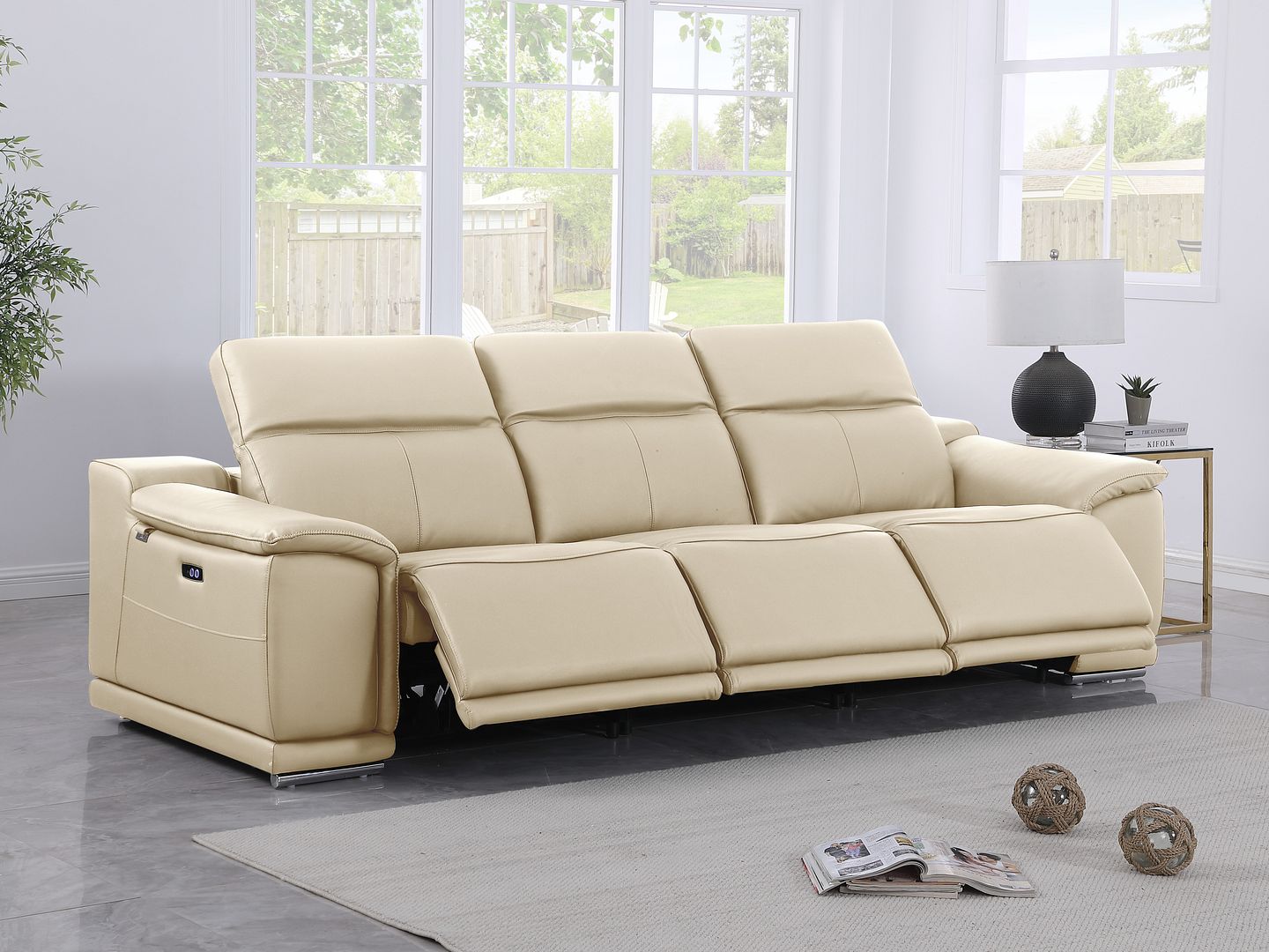 9762 Divanitalia 3-Piece Modular Power Reclining Sofa with 3 Power Recliners in Top Grain Italian Leather