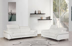 727 Divanitalia 2-Piece Sofa Set with Adjustable Headrest in Top-grain Italian Leather - White - SKU 727- WHITE 2PC (S/L) - GROUP - view 2