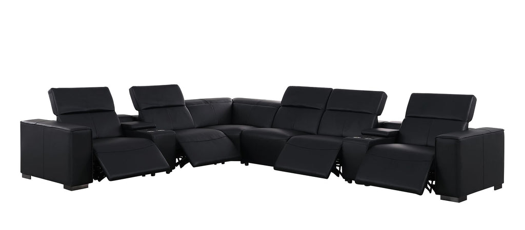 1208 8 Piece L-Shaped Leather Sectional Sofa with 4 Power Recliners & Power Headrests