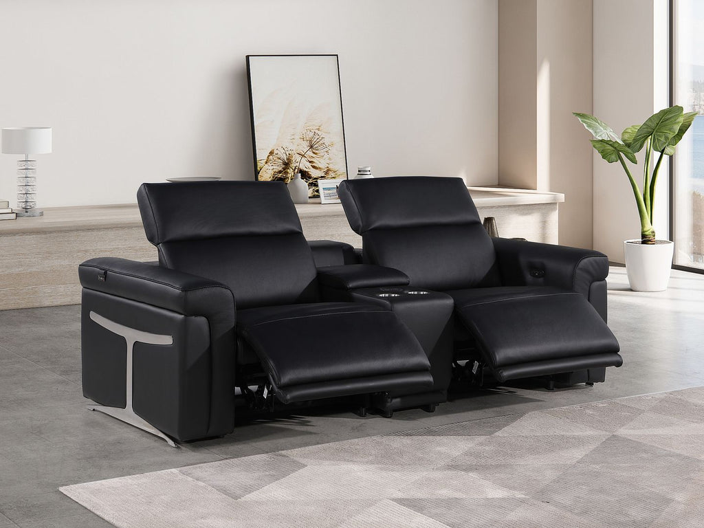 1126 Divanitalia 3-Piece Modular Power Reclining Loveseat in Top Grain Italian Leather with 2 Power Recliners & Power Headrests