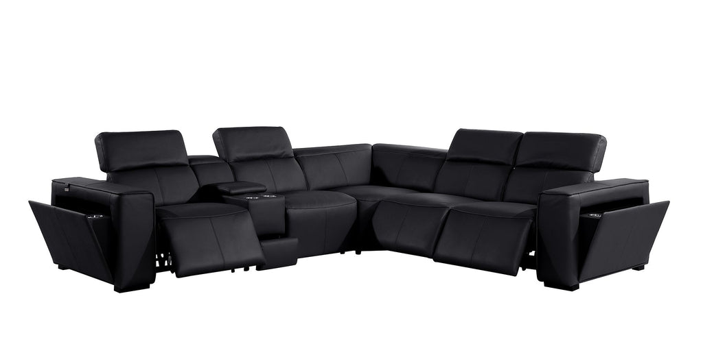 1224 Divanitalia 6-Piece L-Shaped Sectional Sofa in Top Grain Italian Leather with 3 Power Recliners & Power Headrests