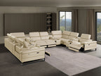 1246 Divanitalia 12-Piece U-Shaped Modular Power Reclining Sectional Sofa with 4 Power Recliners and Power Headrests - Top Grain Italian Leather - Beige - SKU 1246-BEIGE-12PC-4PWR-U-SECTIONAL - view 2