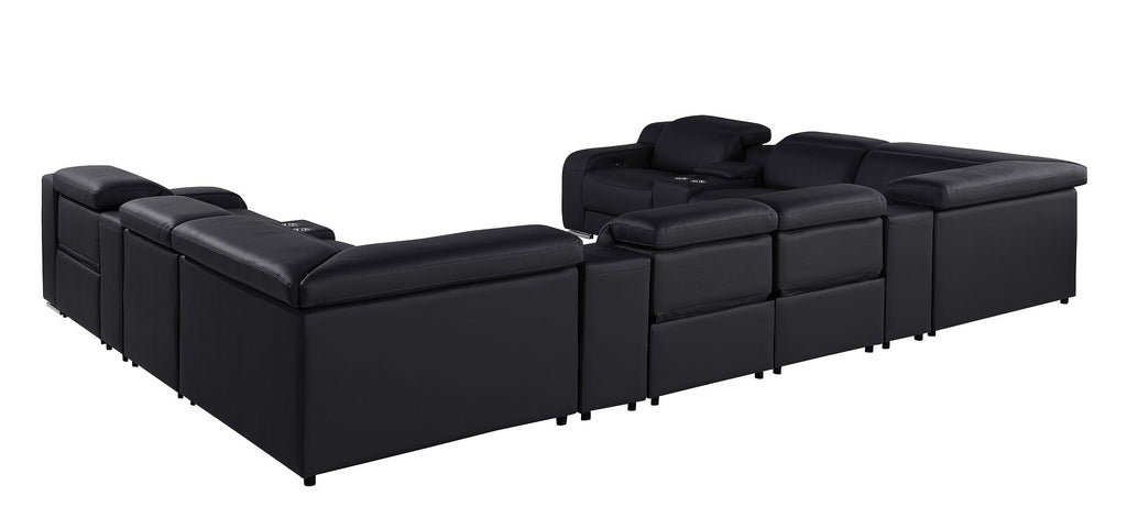 1116 Divanitalia 12-Piece U-Shaped Sectional Sofa in Top Grain Italian Leather with 4 Power Recliners & Power Headrests