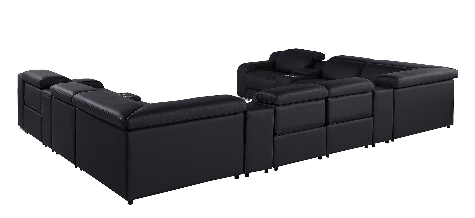 1116 Divanitalia 12-Piece U-Shaped Sectional Sofa in Top Grain Italian Leather with 4 Power Recliners & Power Headrests