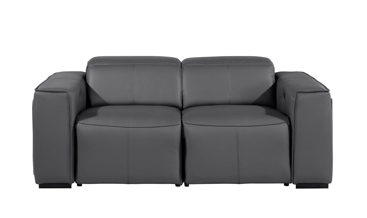 1224 Divanitalia 2-Piece Modular Power Reclining Loveseat in Top Grain Italian Leather with 2 Power Recliners & Power Headrests - Dark Grey - SKU 1224-DK-GREY-2.2-HT - view 3
