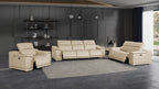 9762 Divanitalia 6-Piece Modular Power Reclining Sofa, Loveseat and Chair Set with 6 Power Recliners in Top Grain Italian Leather - Beige - SKU 9762-BEIGE-6.6-HT-3PC - view 2