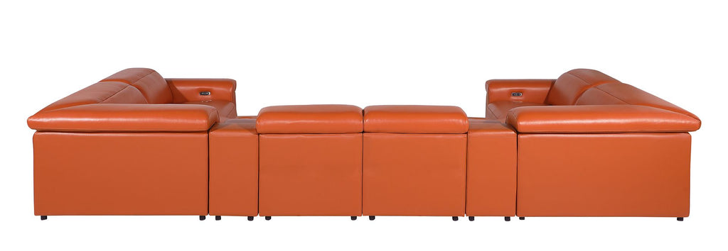 1126 Divanitalia 8-Piece U-Shaped Sectional Sofa in Top Grain Italian Leather with 2 Power Recliners & Power Headrests - Camel - SKU 1126-CAMEL-8PC-2PWR-U-SECTIONAL-GROUP - view 6