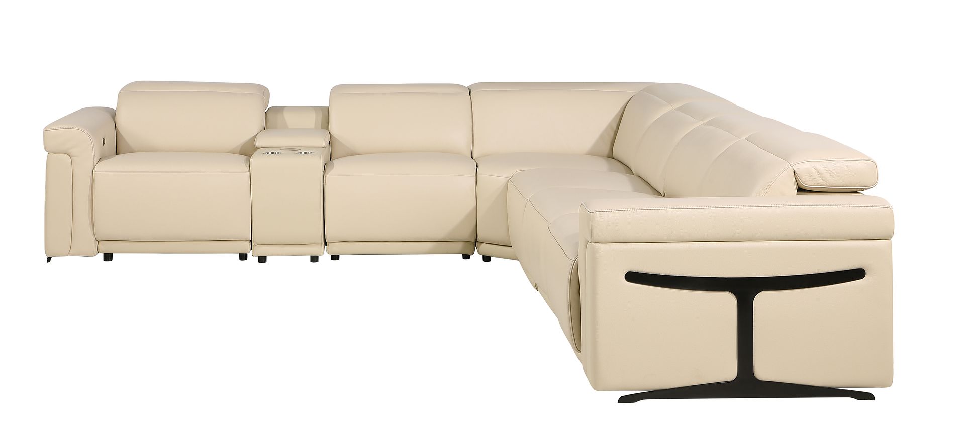 1126 Divanitalia 7-Piece L-Shaped Sectional Sofa in Top Grain Italian Leather with 4 Power Recliners & Power Headrests