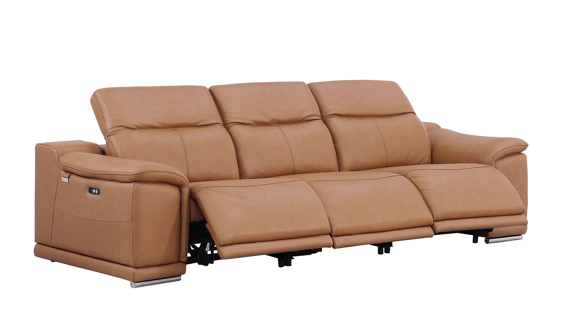 9762 Divanitalia 3-Piece Modular Power Reclining Sofa with 3 Power Recliners in Top Grain Italian Leather
