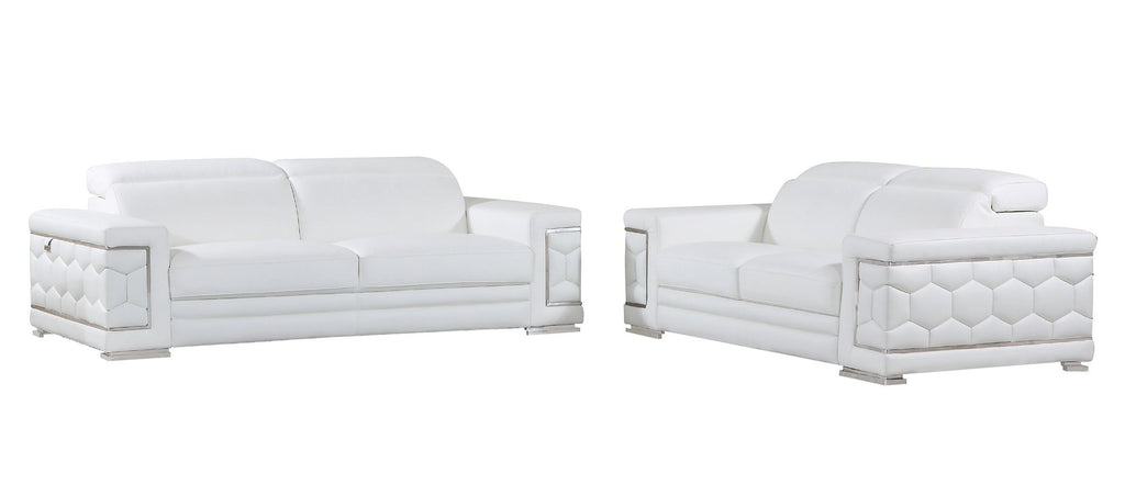 692 Divanitalia 2-Piece Sofa Set with Adjustable Headrest in Top-grain Italian Leather - White - SKU 692- WHITE 2PC (S/L) - GROUP - view 2