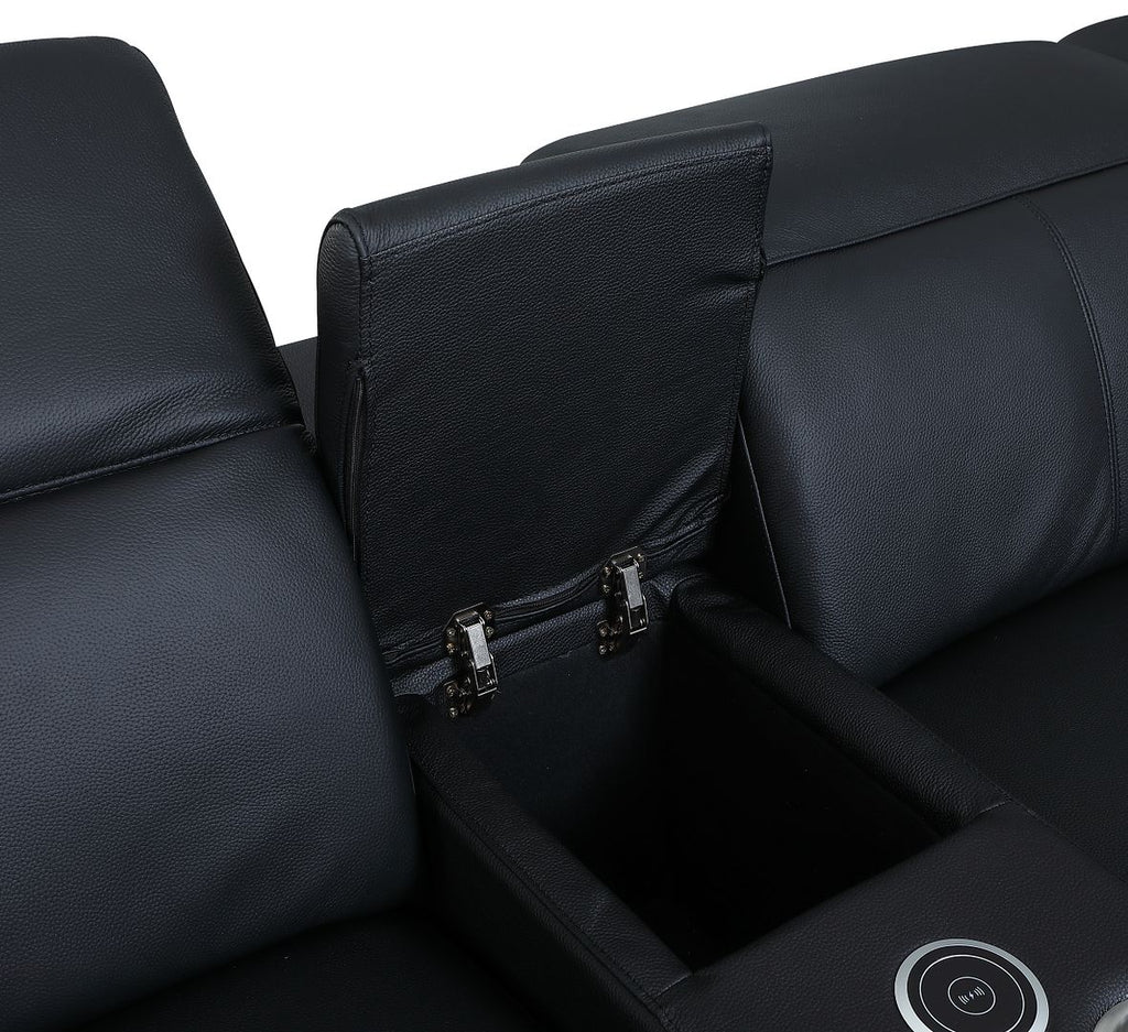 9762 Divanitalia 3-Piece Modular Power Reclining Console Loveseat with 2 Power Recliners in Top Grain Italian Leather