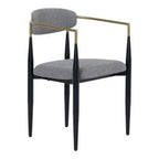 Buchtel - Mid-Century Modern Dark Grey + Gold Arm + Black Dining Chair
