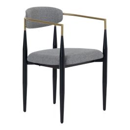 Buchtel - Mid-Century Modern Dark Grey + Gold Arm + Black Dining Chair